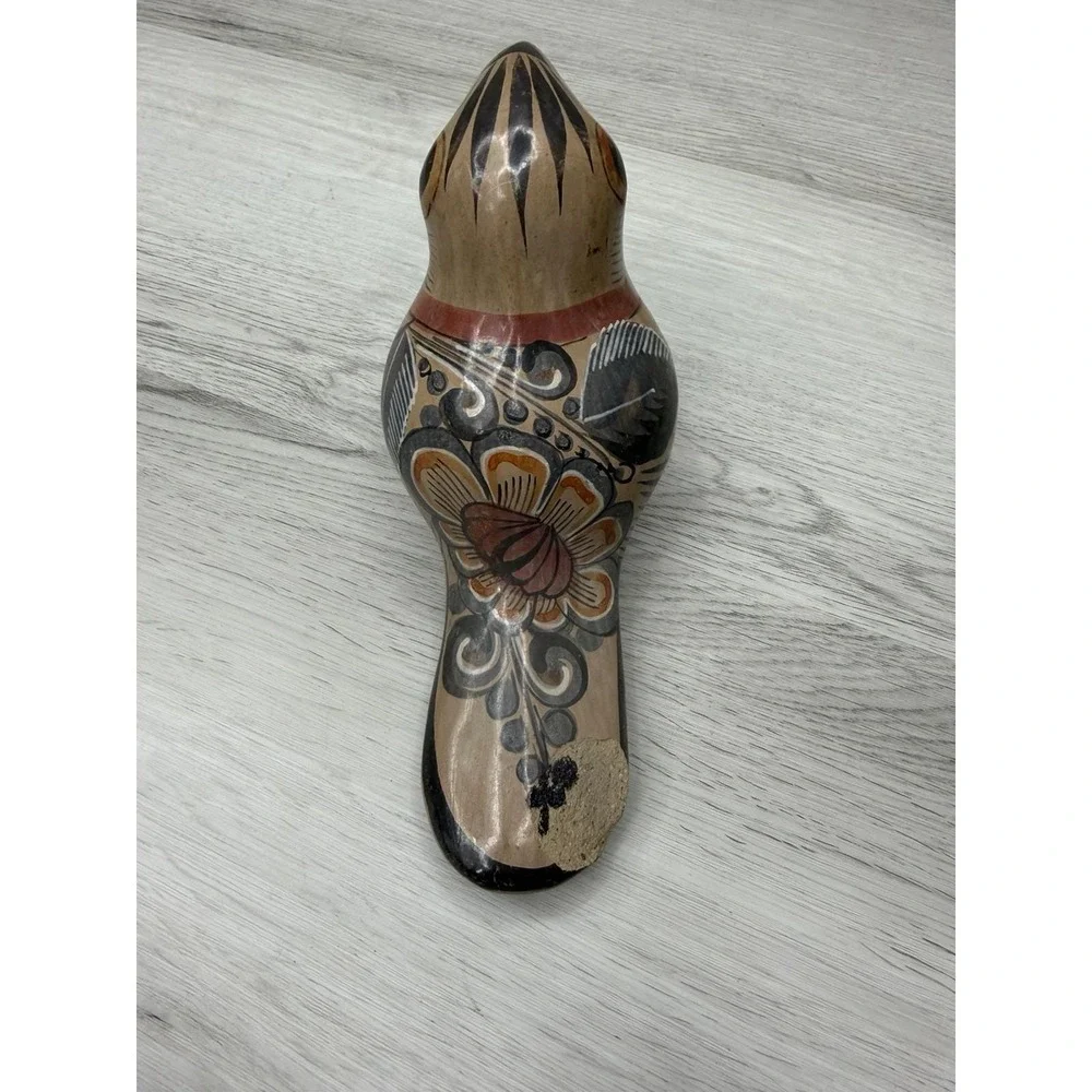 Tonala Mexican Pottery Toucan Figurine Hand Painted Folk Art - Picture 2 of 7